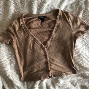 Forever 21 Button Detail Crop Top